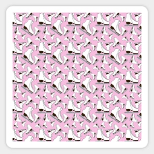 Figure Skates on Pirouette Pink Background Design Sticker